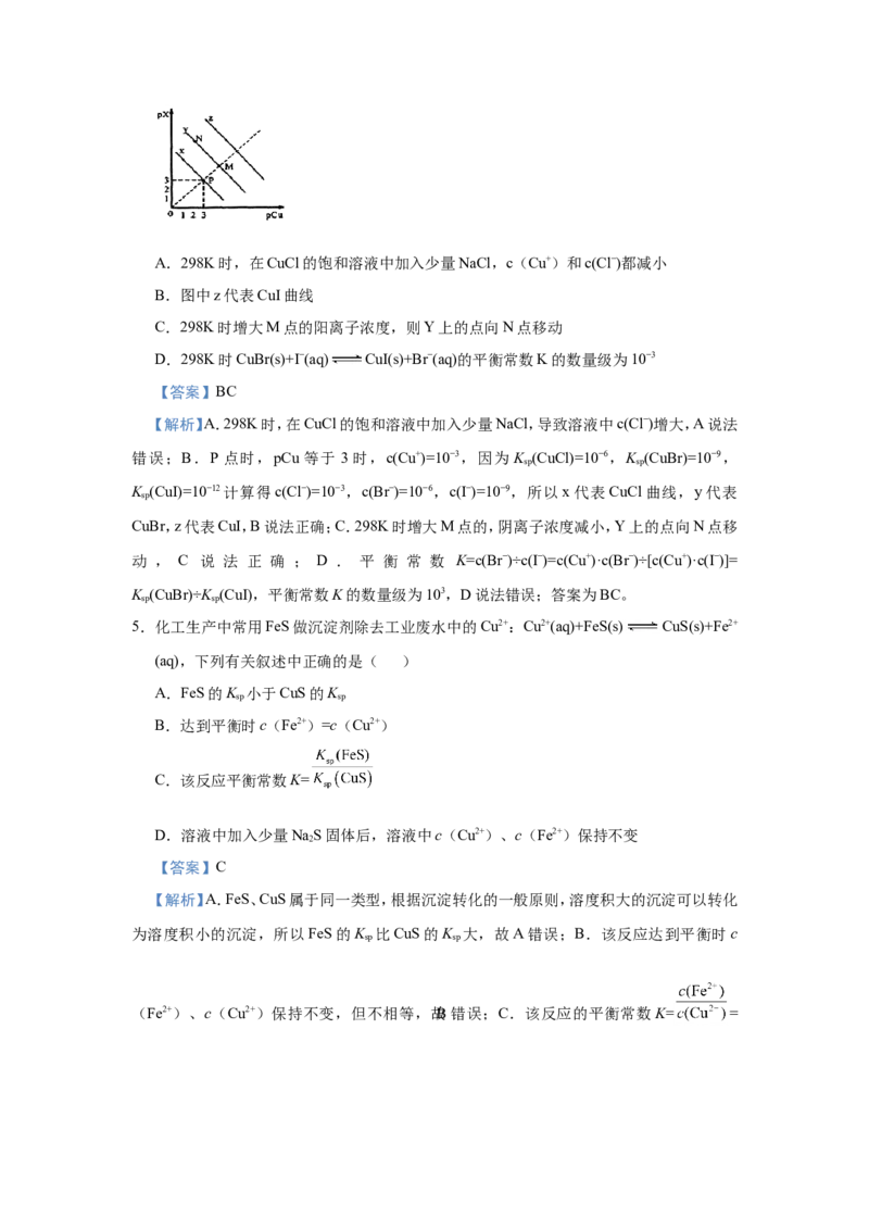 原创（新高考）2021届小题必练15难溶电解质的电离平衡教师版_05高考化学_新高考复习资料_2021新高考资料_2021届（新高考）高考化学小题必练