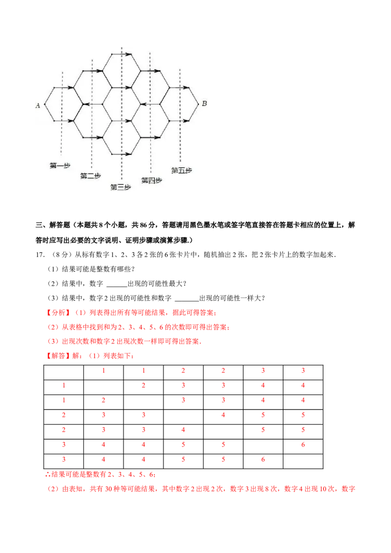 第二十五章概率初步单元过关检测01（解析版）_初中数学人教版_9上-初中数学人教版_06习题试卷_2单元测试_单元测试（第4套）