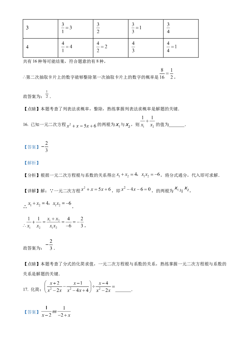 精品解析：2023年黑龙江省绥化市中考数学真题（解析版）_new_初中数学人教版_9下-初中数学人教版_09中考真题_2023中考数学真题
