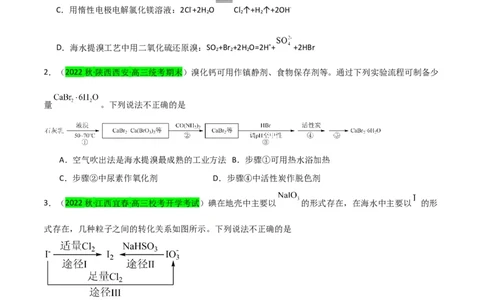 升级版微专题19海水资源的综合利用（提取溴和碘）（原卷版）(全国版)_05高考化学_新高考复习资料_2024年新高考资料_一轮复习资料_备战2024年高考化学一轮复习考点微专题