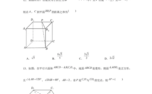 跟踪训练06向量法求空间角和距离（原卷版）_2.2025数学总复习_2024年新高考资料_3.2024专项复习_更新中2024年新高考数学一轮复习之题型归纳与重难专题突破提升（新高考专用）