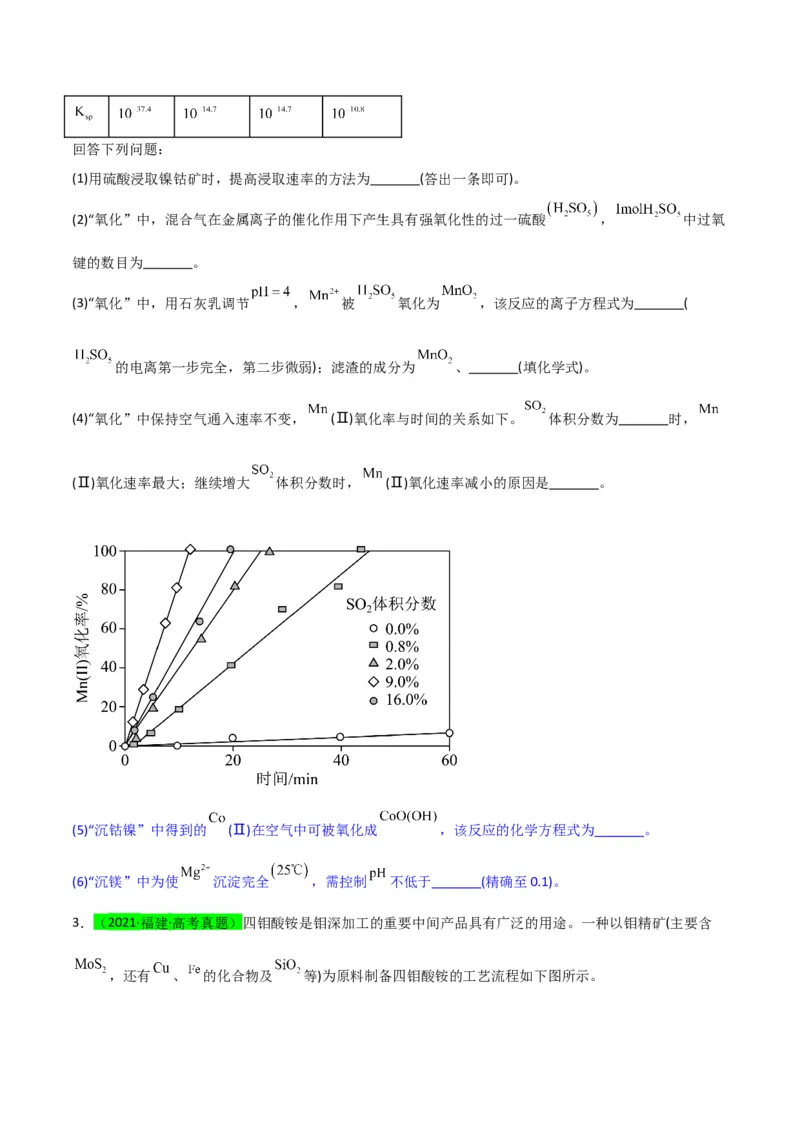 升级版微专题26化学工艺流程题-----核心反应与条件控制（原卷版）(全国版)_05高考化学_新高考复习资料_2024年新高考资料_一轮复习资料_备战2024年高考化学一轮复习考点微专题