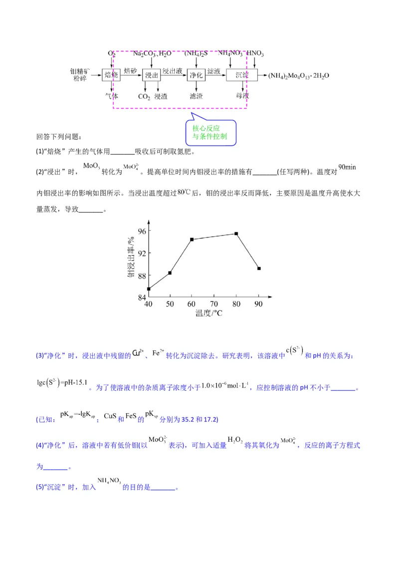 升级版微专题26化学工艺流程题-----核心反应与条件控制（原卷版）(全国版)_05高考化学_新高考复习资料_2024年新高考资料_一轮复习资料_备战2024年高考化学一轮复习考点微专题
