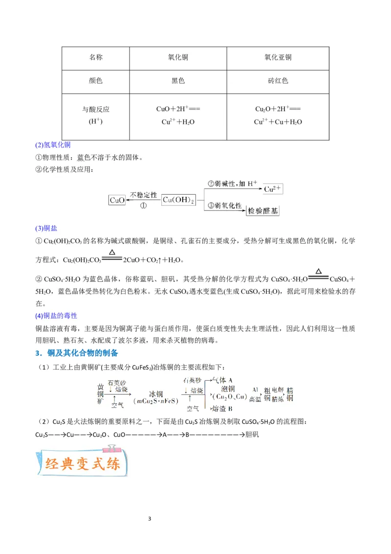 升级版微专题15铜及其化合物的性质、制备与实验探究（原卷版）(全国版)_05高考化学_新高考复习资料_2024年新高考资料_一轮复习资料_备战2024年高考化学一轮复习考点微专题