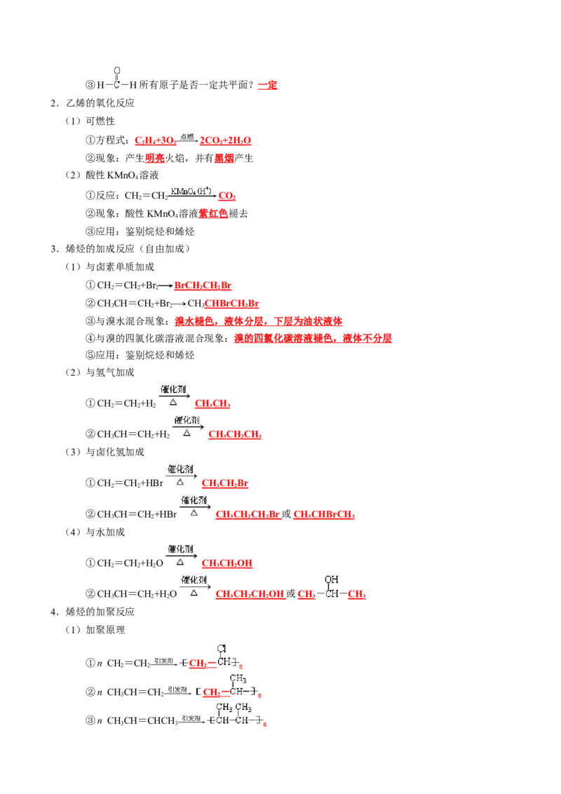 知识清单25++有机化合物（必修）-口袋书2024年高考化学一轮复习知识清单_05高考化学_2024年新高考资料_1.2024一轮复习_2024年高考化学一轮复习知识清单