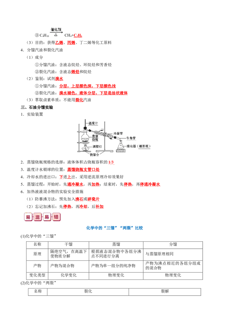 知识清单25++有机化合物（必修）-口袋书2024年高考化学一轮复习知识清单_05高考化学_2024年新高考资料_1.2024一轮复习_2024年高考化学一轮复习知识清单