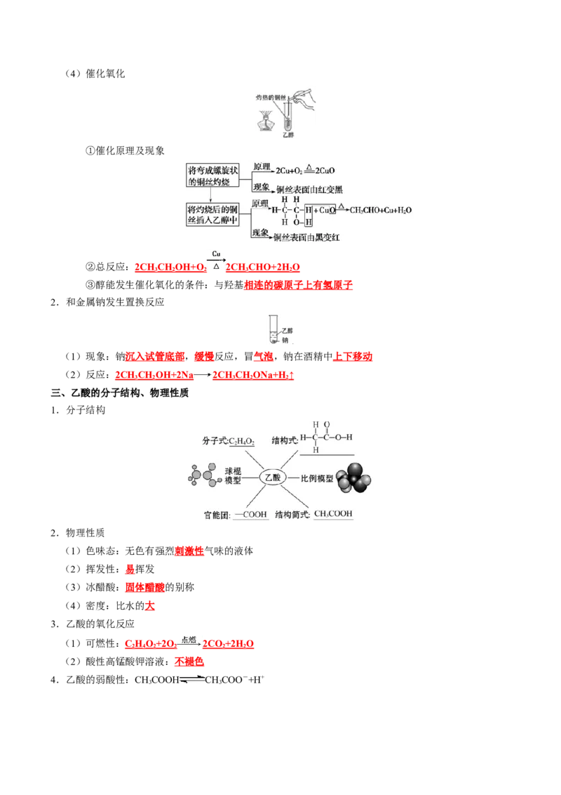 知识清单25++有机化合物（必修）-口袋书2024年高考化学一轮复习知识清单_05高考化学_2024年新高考资料_1.2024一轮复习_2024年高考化学一轮复习知识清单