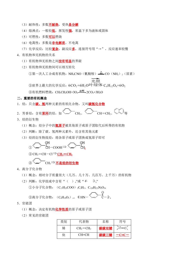 知识清单25++有机化合物（必修）-口袋书2024年高考化学一轮复习知识清单_05高考化学_2024年新高考资料_1.2024一轮复习_2024年高考化学一轮复习知识清单