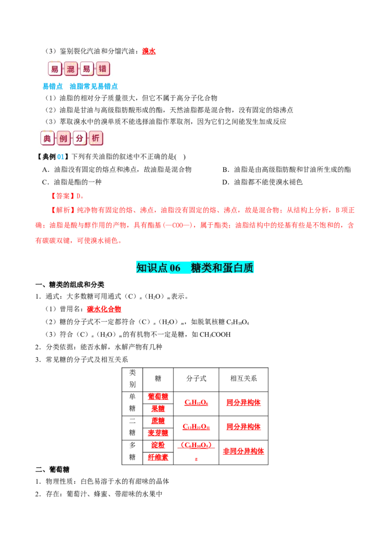 知识清单25++有机化合物（必修）-口袋书2024年高考化学一轮复习知识清单_05高考化学_2024年新高考资料_1.2024一轮复习_2024年高考化学一轮复习知识清单