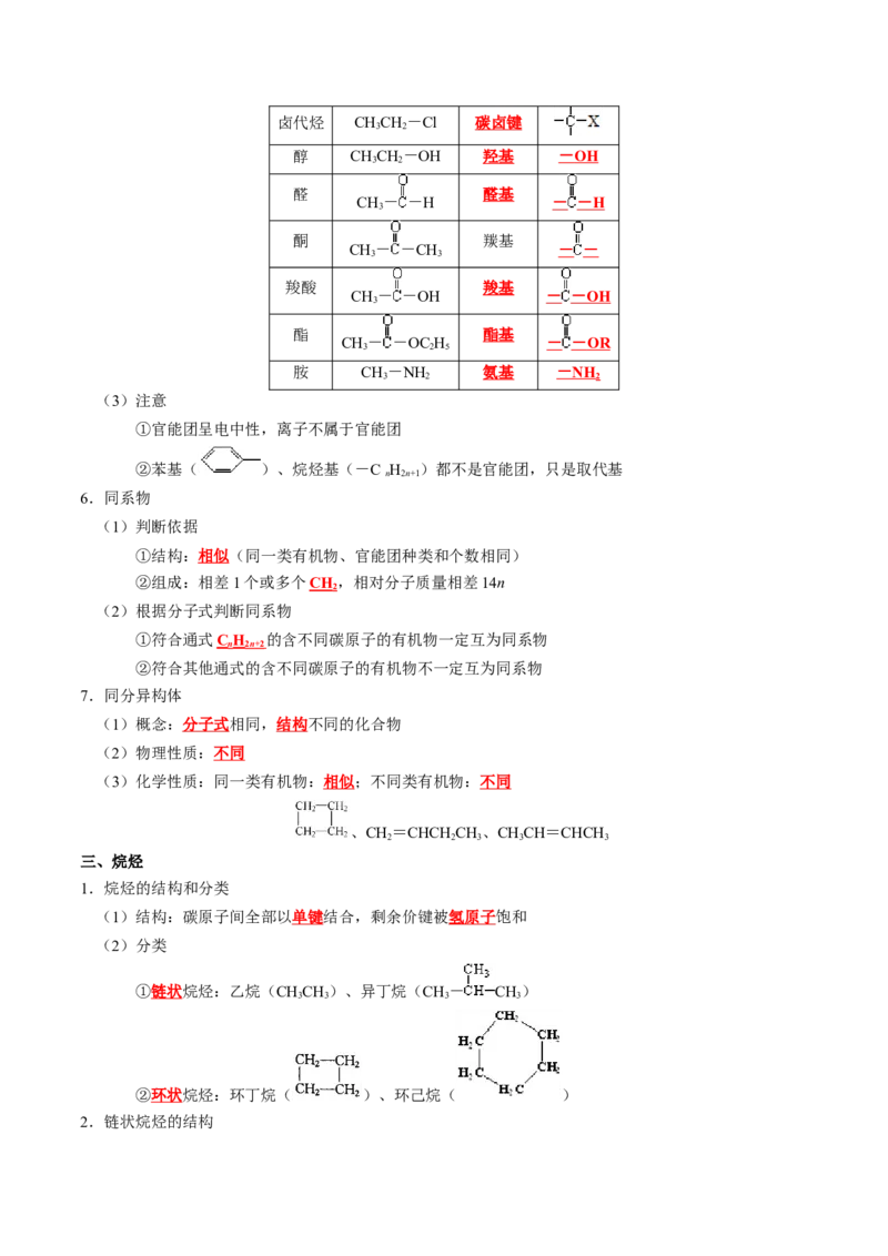 知识清单25++有机化合物（必修）-口袋书2024年高考化学一轮复习知识清单_05高考化学_2024年新高考资料_1.2024一轮复习_2024年高考化学一轮复习知识清单