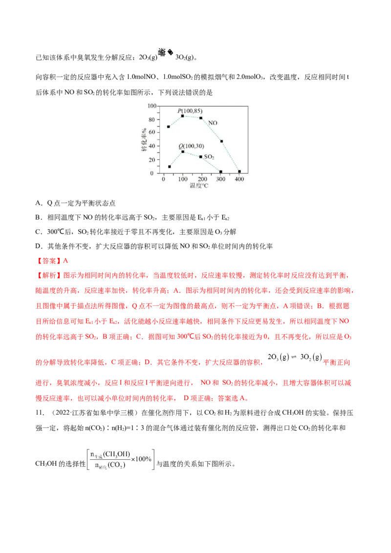 专题讲座（七）常考速率、平衡图像题解题策略（练）-2023年高考化学一轮复习讲练测（全国通用）（解析版）_05高考化学_通用版（老高考）复习资料_2023年复习资料_一轮复习
