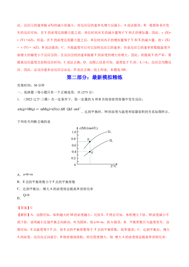 专题讲座（七）常考速率、平衡图像题解题策略（练）-2023年高考化学一轮复习讲练测（全国通用）（解析版）_05高考化学_通用版（老高考）复习资料_2023年复习资料_一轮复习