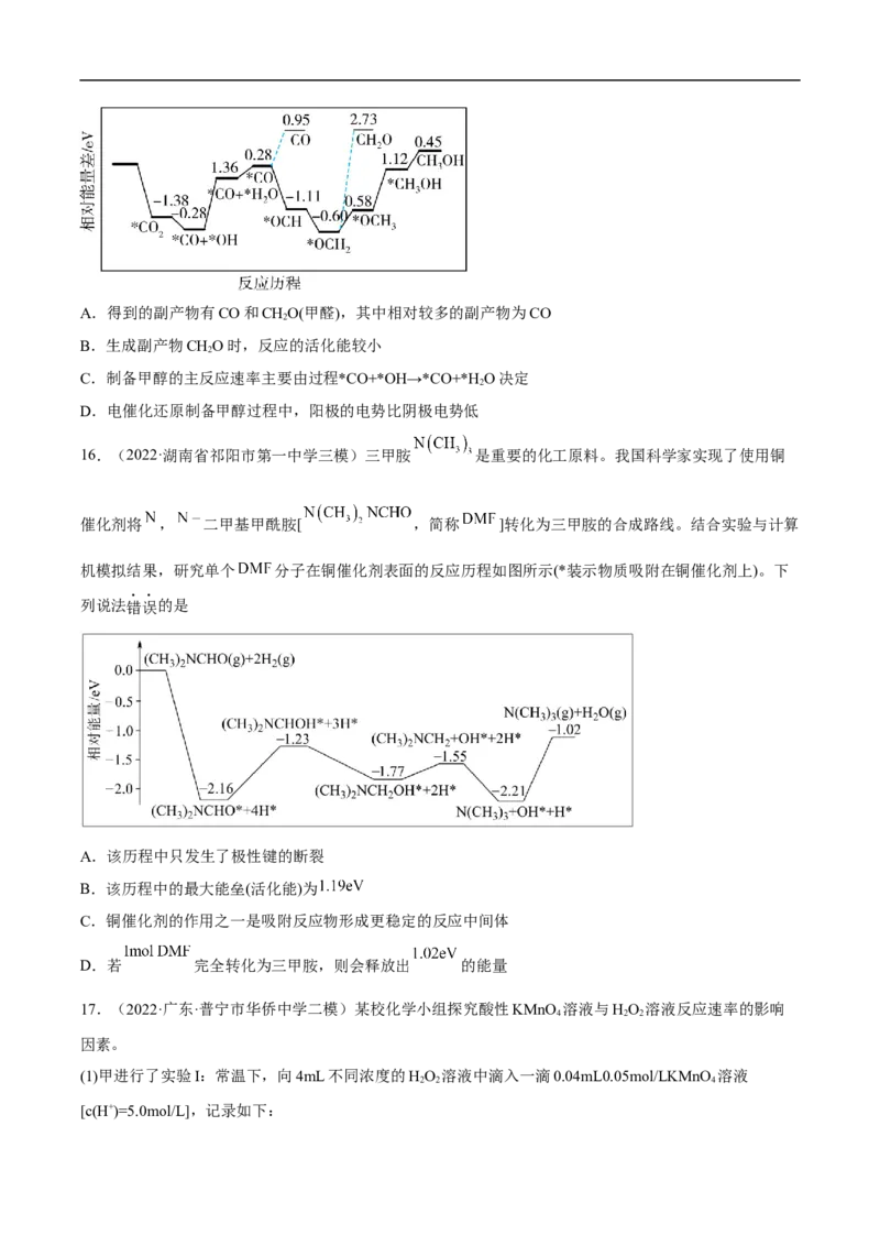 易错点21化学反应速率-备战2023年高考化学考试易错题（解析版）_05高考化学_通用版（老高考）复习资料_2023年复习资料_专项复习_备战2023年高考化学考试易错题（全国通用）