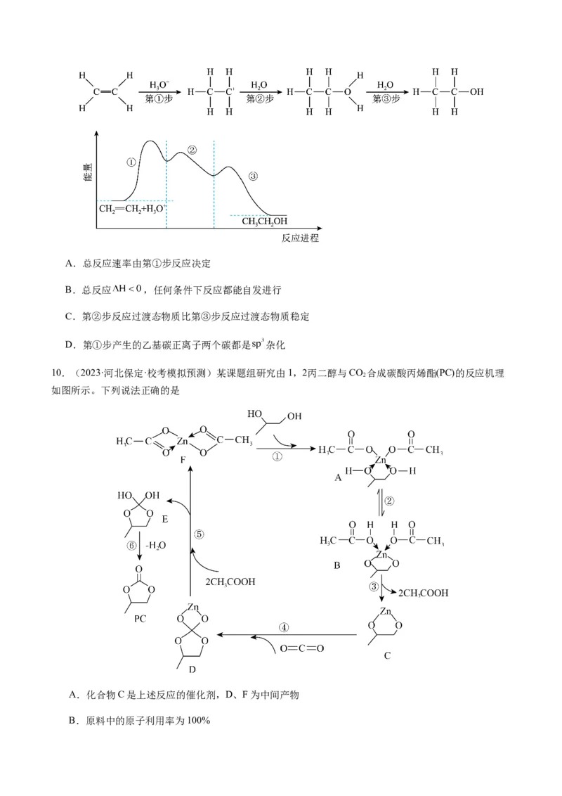 热点06化学反应机理（反应历程）图像分析-2024年高考化学热点&middot;重点&middot;难点专练（新高考专用）（原卷版）_05高考化学_2024年新高考资料_3.2024专项复习