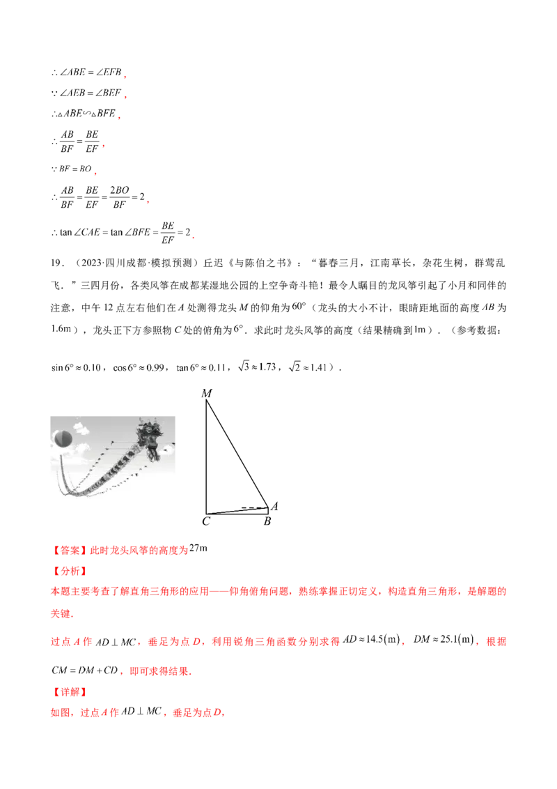 热点专题08锐角三角函数（10个热点）（解析版）_初中数学人教版_9下-初中数学人教版_07专项讲练_2023-2024学年九年级数学全册重难热点提升精讲与过关测试（人教版）