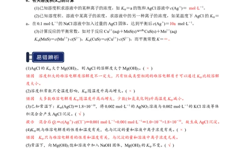 知识清单24沉淀溶解平衡-上好课2025年高考化学一轮复习知识清单（新高考专用）（解析版）_05高考化学_2025年新高考资料_一轮复习