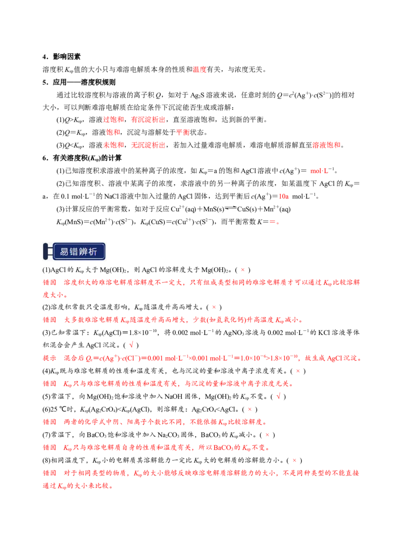 知识清单24沉淀溶解平衡-上好课2025年高考化学一轮复习知识清单（新高考专用）（解析版）_05高考化学_2025年新高考资料_一轮复习