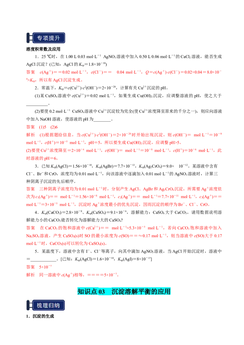 知识清单24沉淀溶解平衡-上好课2025年高考化学一轮复习知识清单（新高考专用）（解析版）_05高考化学_2025年新高考资料_一轮复习