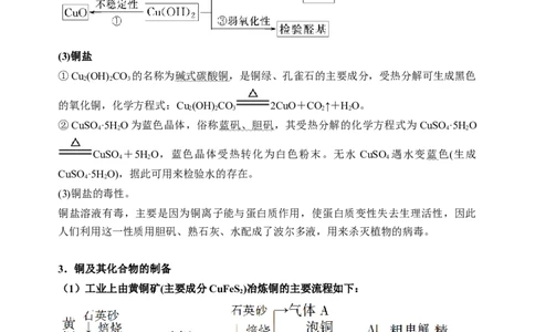 微专题15铜及其化合物的性质、制备与实验探究-备战2022年高考化学考点微专题（原卷版）_05高考化学_新高考复习资料_2022年新高考资料_备战2022年高考化学考点微专题