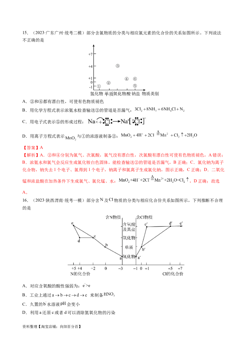 易错类型06常见物质的性质、用途及转化关系（6大易错点）（解析版）_05高考化学_新高考复习资料_2024年新高考资料_❤专项复习资料_备战2024年高考化学考试易错题（全国通用）