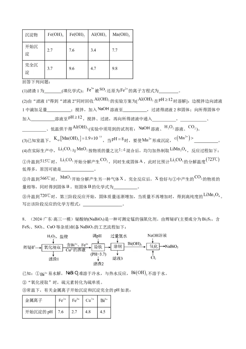 押非选择题化学工艺流程综合题（原卷版）-备战2024年高考化学临考题号押题（辽宁、黑龙江、吉林专用）_05高考化学_2024年新高考资料_5.2024三轮冲刺