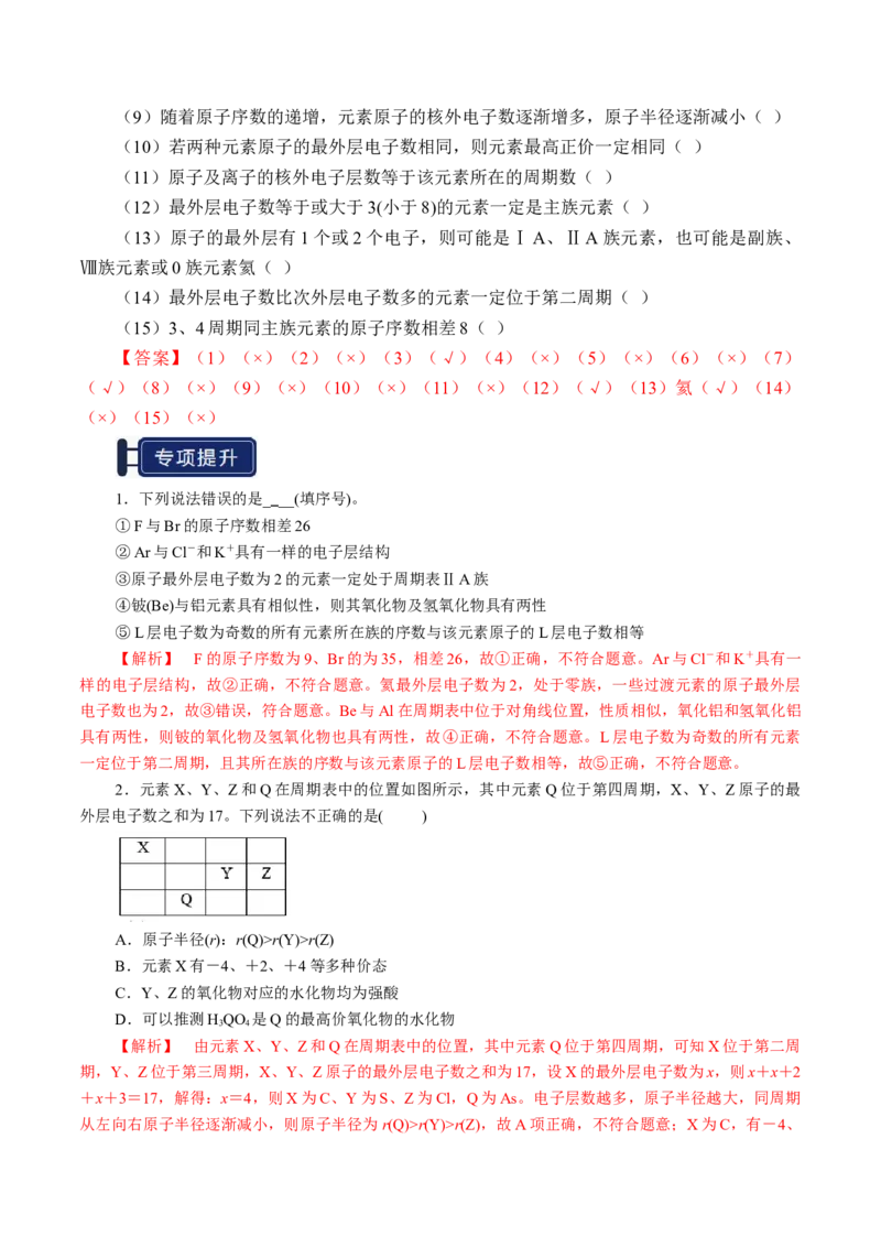 知识清单13元素周期表、元素周期律（解析版）_05高考化学_2025年新高考资料_一轮复习_上好课2025年高考化学一轮复习知识清单3246985