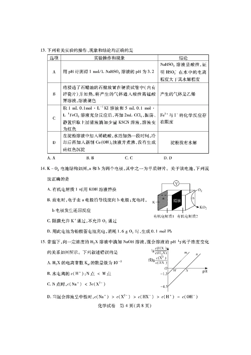 化学_05高考化学_高考模拟题_新高考_2023湖北高三新起点联考化学