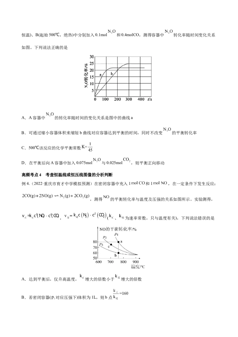 专题讲座（七）常考速率、平衡图像题解题策略（讲）-2023年高考化学一轮复习讲练测（全国通用）（原卷版）_05高考化学_通用版（老高考）复习资料_2023年复习资料_一轮复习