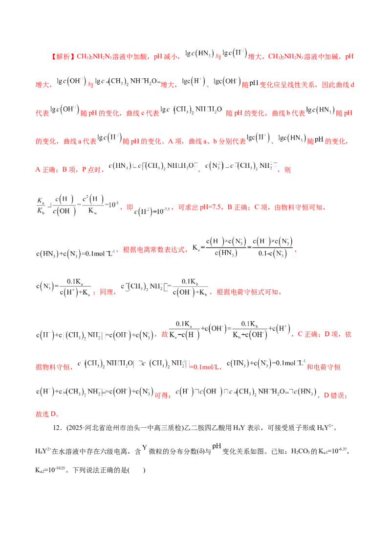 热点专项溶液中离子平衡的图像（解析版）_05高考化学_2025年新高考资料_二轮复习_上好课2025年高考化学二轮复习讲练测（新高考通用）3379109_主题三化学反应原理