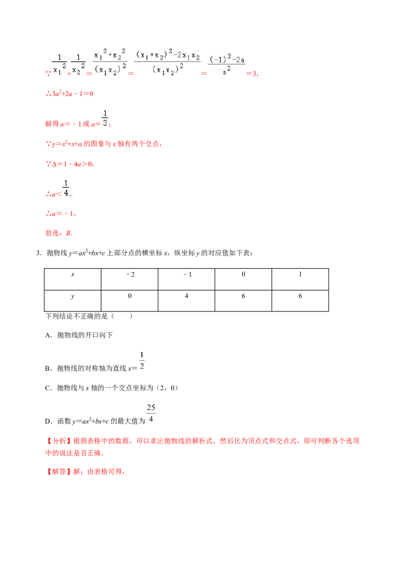 第4课时函数与方程、求函数解析式-2022-2023学年九年级数学上册同步精品课堂知识清单＋例题讲解＋课后练习（人教版）（解析版）_初中数学人教版_9上-初中数学人教版_07专项讲练