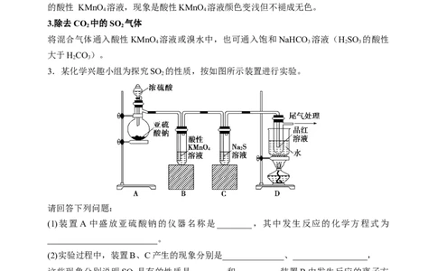 微专题22二氧化硫性质四重性探究-备战2022年高考化学考点微专题（解析版）_05高考化学_新高考复习资料_2022年新高考资料_备战2022年高考化学考点微专题