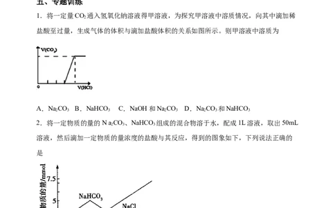 微专题11钠盐的图象及相关计算-备战2022年高考化学考点微专题（原卷版）_05高考化学_新高考复习资料_2022年新高考资料_备战2022年高考化学考点微专题