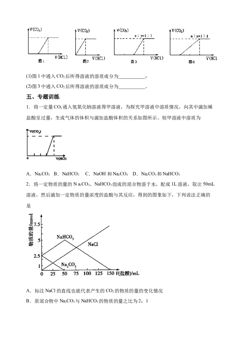 微专题11钠盐的图象及相关计算-备战2022年高考化学考点微专题（原卷版）_05高考化学_新高考复习资料_2022年新高考资料_备战2022年高考化学考点微专题