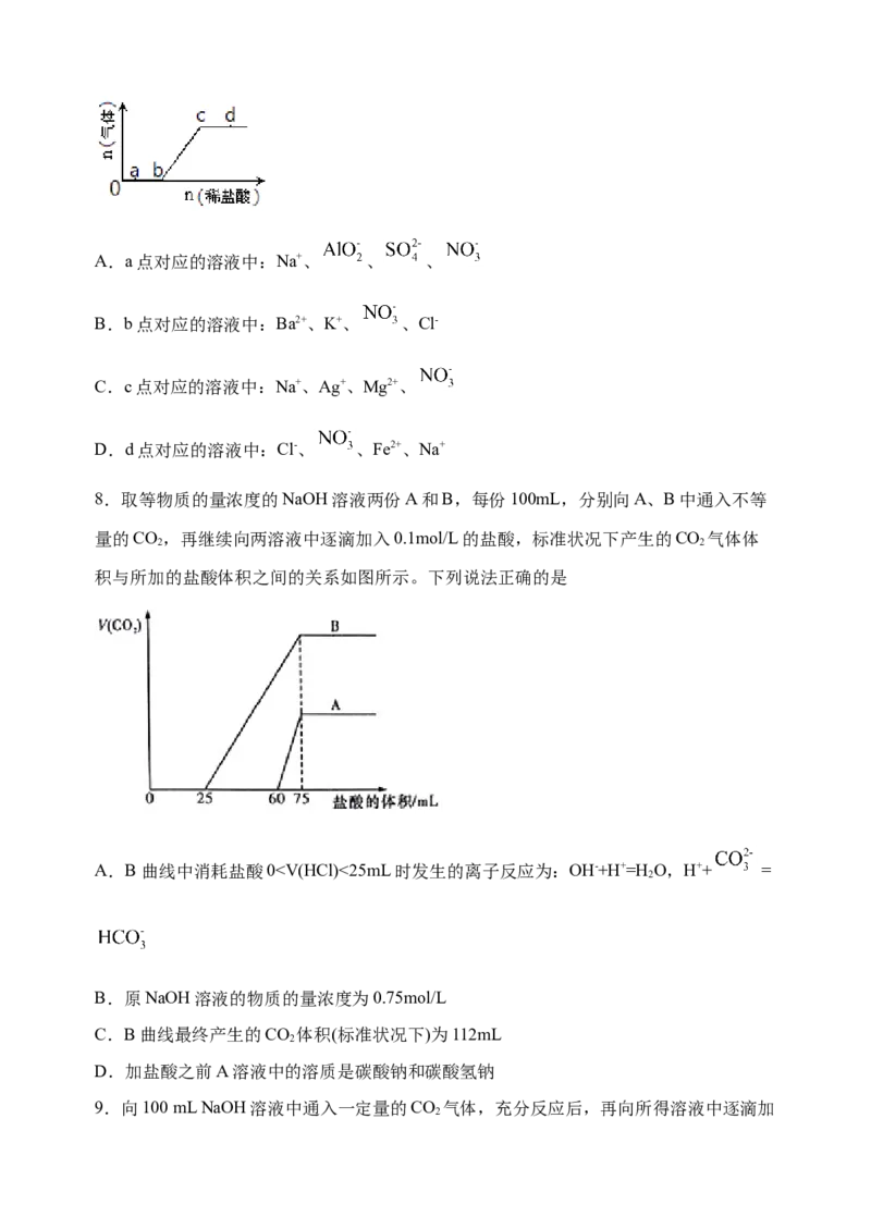 微专题11钠盐的图象及相关计算-备战2022年高考化学考点微专题（原卷版）_05高考化学_新高考复习资料_2022年新高考资料_备战2022年高考化学考点微专题