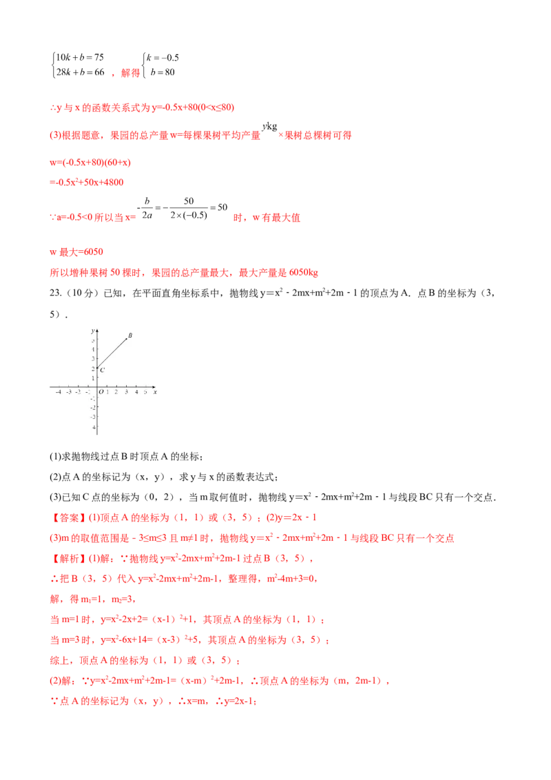 第22章二次函数（基础卷）（解析版）_初中数学人教版_9上-初中数学人教版_06习题试卷_7期中期末复习专题_满分计划2022-2023学年九年级数学上册阶段性复习测试卷（人教版）