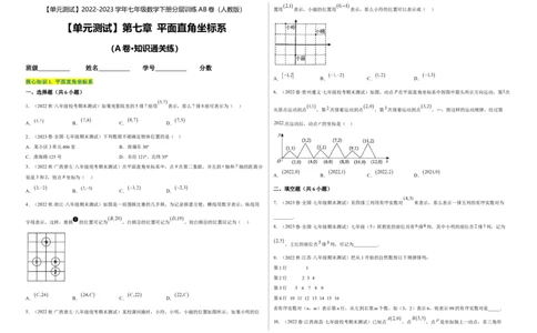 单元测试第七章平面直角坐标系（A卷&middot;知识通关练）（考试版）_new_初中数学人教版_7下-初中数学人教版_7下-初中数学人教版（旧版）赠送_06习题试卷_2单元测试_单元测试（第1套）