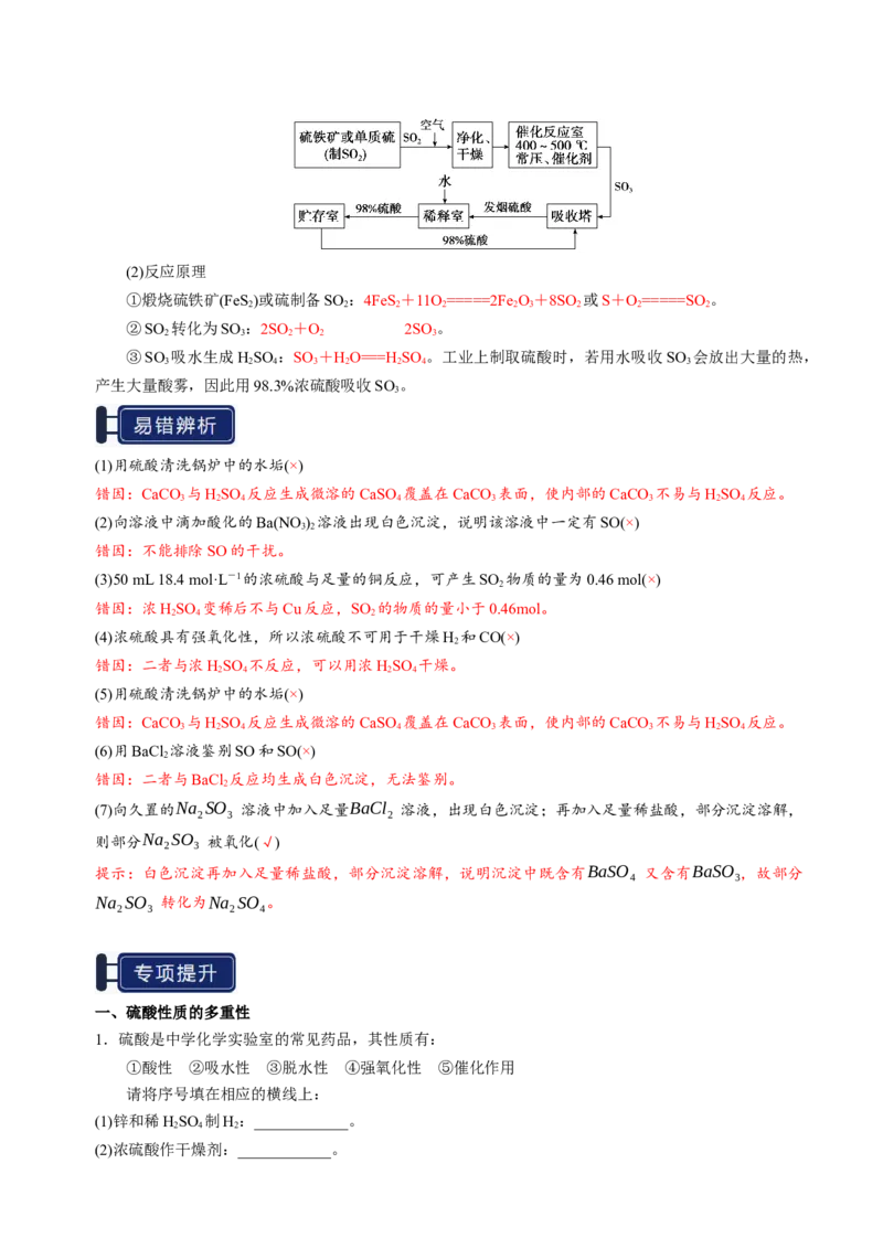 知识清单10硫及其重要化合物-上好课2025年高考化学一轮复习知识清单（新高考专用）（解析版）_05高考化学_2025年新高考资料_一轮复习