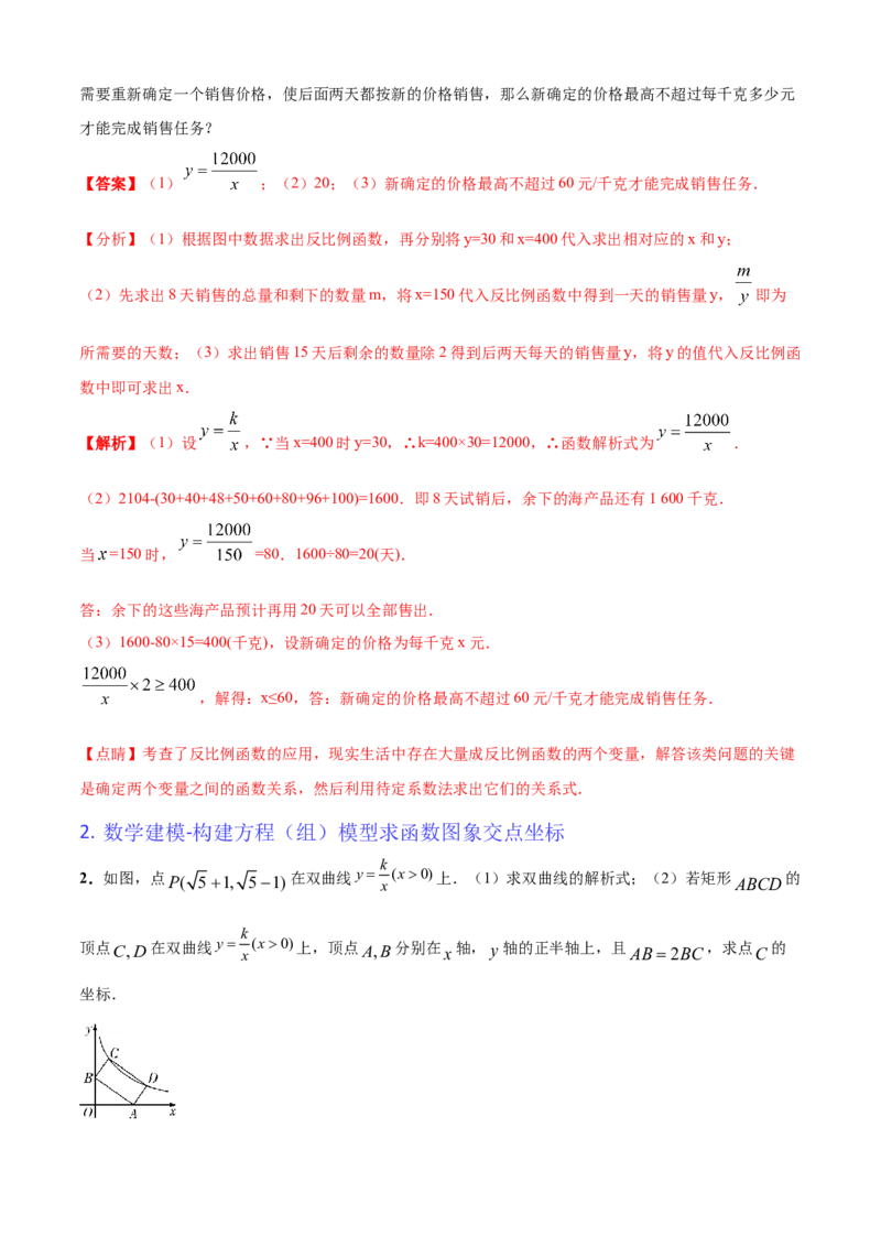 清单06反比例函数（6大考点梳理+题型解读+核心素养提升+中考聚焦）（解析版）_初中数学人教版_9上-初中数学人教版_06习题试卷_7期中期末复习专题