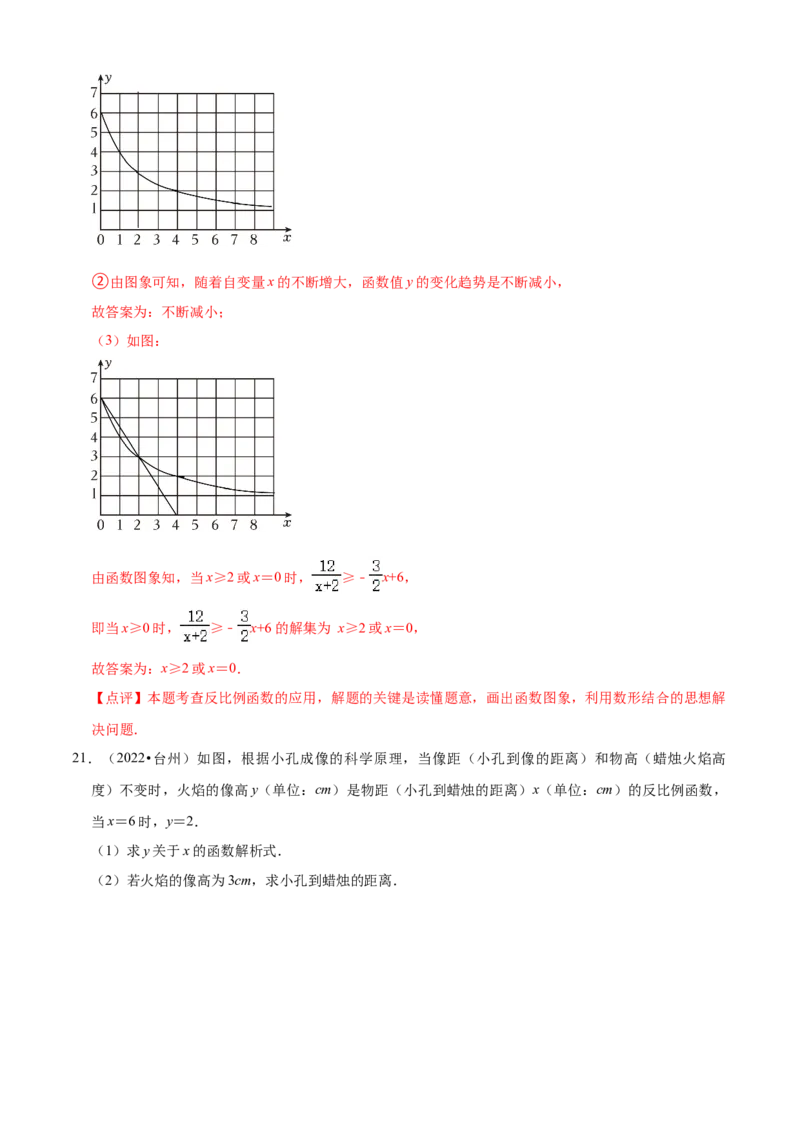 清单06反比例函数（6大考点梳理+题型解读+核心素养提升+中考聚焦）（解析版）_初中数学人教版_9上-初中数学人教版_06习题试卷_7期中期末复习专题
