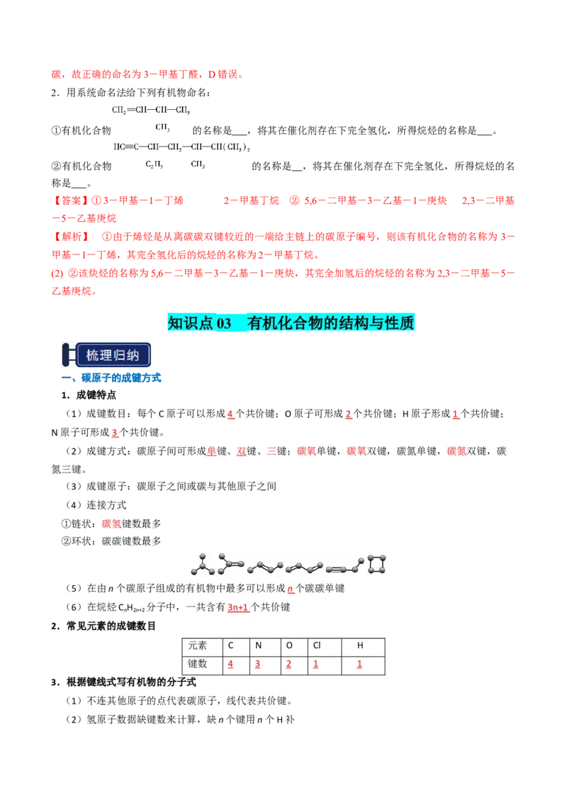 知识清单25有机化合物的结构特点与研究方法（解析版）_05高考化学_2025年新高考资料_一轮复习_上好课2025年高考化学一轮复习知识清单3246985