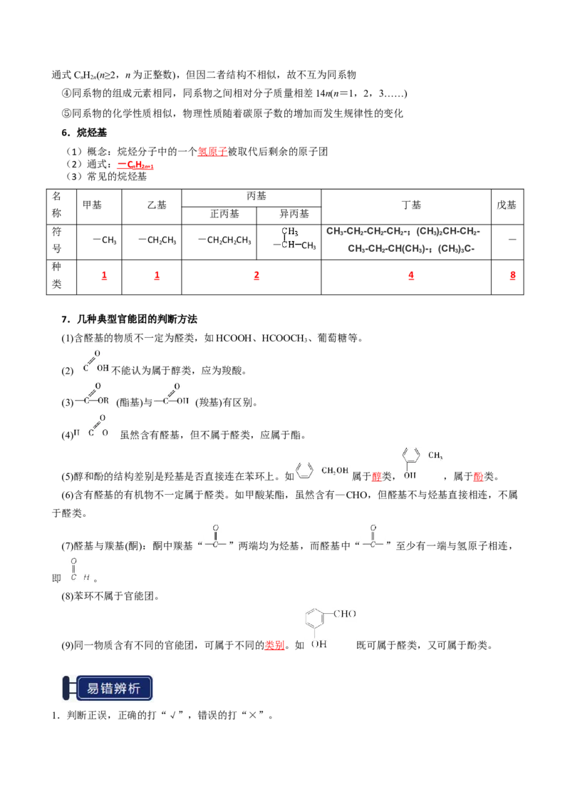 知识清单25有机化合物的结构特点与研究方法（解析版）_05高考化学_2025年新高考资料_一轮复习_上好课2025年高考化学一轮复习知识清单3246985