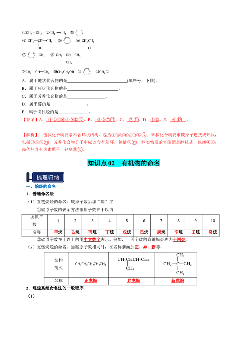 知识清单25有机化合物的结构特点与研究方法（解析版）_05高考化学_2025年新高考资料_一轮复习_上好课2025年高考化学一轮复习知识清单3246985