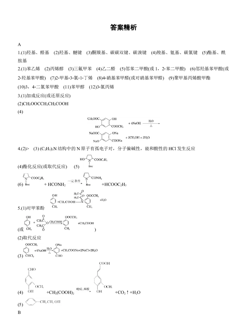 专题八　主观题突破1　有机物的命名、官能团、有机反应类型及结构简式、方程式的书写(A、B两练)淘宝店：红太阳资料库_05高考化学_2025年新高考资料_二轮复习_2025年高考化学大二轮