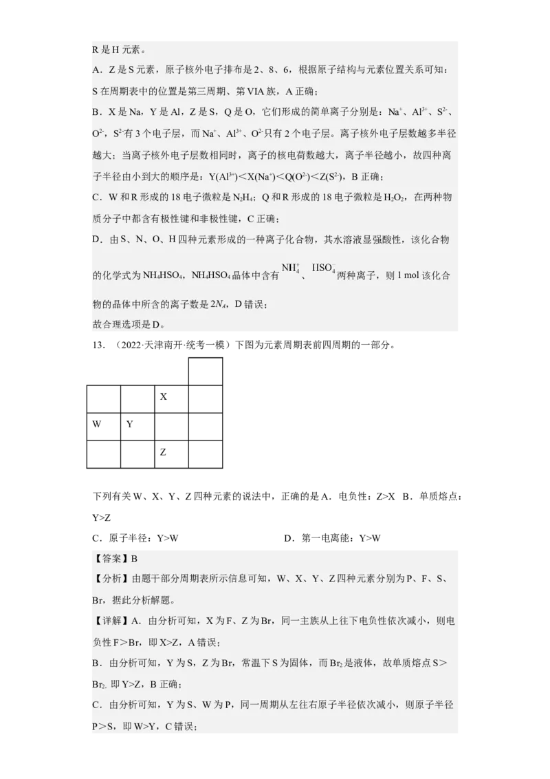 专题六元素周期律与元素周期表（专练）-冲刺2023年高考化学二轮复习核心考点逐项突破（解析版）_05高考化学_新高考复习资料_2023年新高考资料_二轮复习