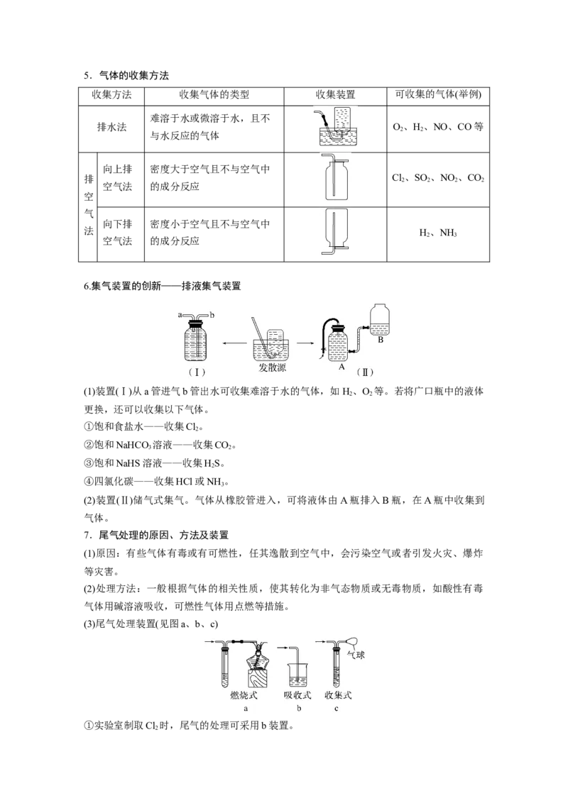 大单元二　第六章　第28讲　常见气体的实验室制备、净化和收集_05高考化学_2025年新高考资料_一轮复习_2025大一轮复习讲义+课件（完结）_配套Word版文档第二章~第九章