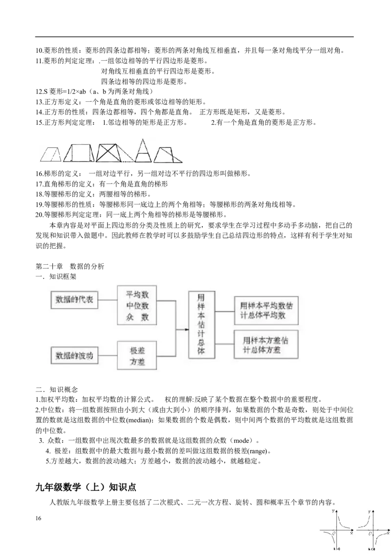 人教版初中数学知识点、公式总结(全）_初中数学人教版_9下-初中数学人教版_08知识点