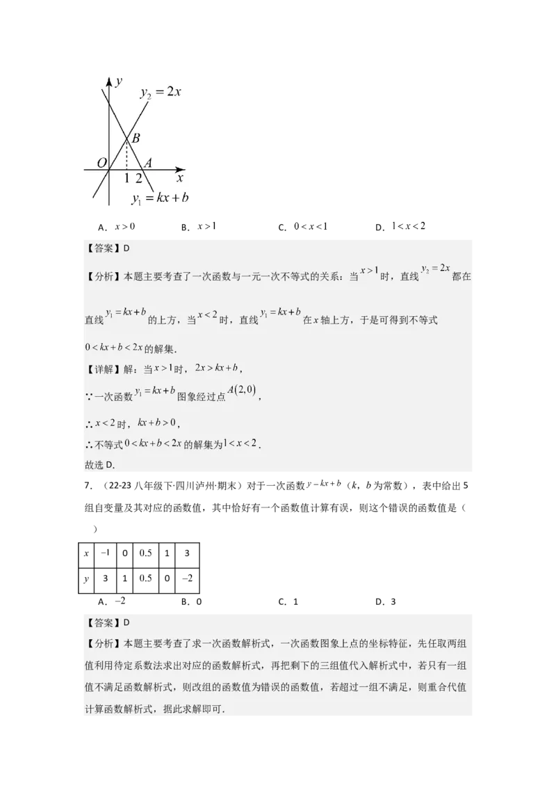 第08讲一次函数（13个知识点+13种题型+强化训练）（教师版）_初中数学_八年级数学下册（人教版）_常见题型通关讲解练-V3