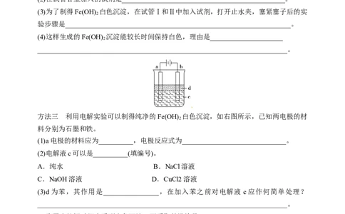 微专题14氢氧化亚铁、高铁酸盐的制备实验探究-备战2022年高考化学考点微专题（解析版）_05高考化学_新高考复习资料_2022年新高考资料_备战2022年高考化学考点微专题