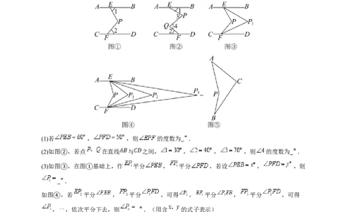第七章平行线中的拐点模型（5大模型）（原卷版）_初中数学人教版_7下-初中数学人教版_7下-初中数学人教版（2025春季新版）持续更新_05习题试卷_单元知识点+测试