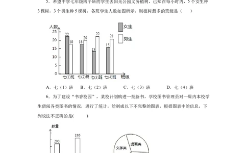 第10章数据的收集、整理与描述（培优篇）-挑战满分七年级数学下册阶段性复习精选精练（人教版）_初中数学人教版_7下-初中数学人教版_7下-初中数学人教版（旧版）赠送_06习题试卷